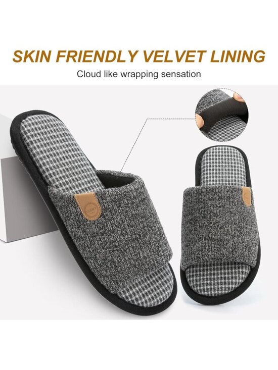 Men\'s Black Cozy Memory Foam Slippers Indoor Outdoor Slip On House Shoes